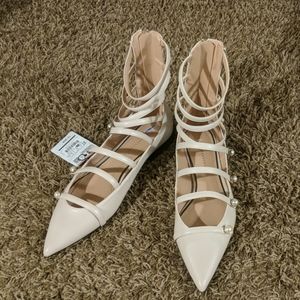 NWT Pale Blush Zara Flats with Pearls
